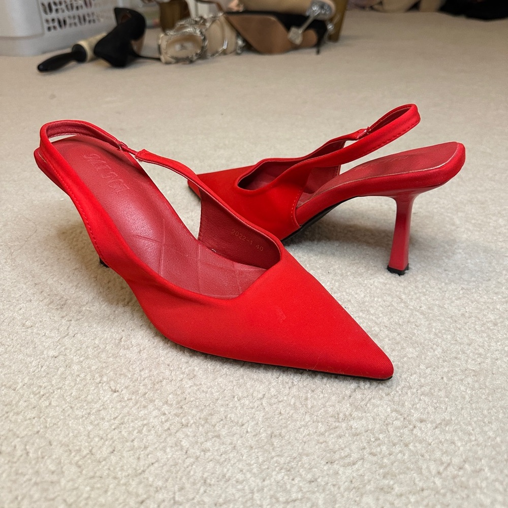Red strappy sling backs Size 40
